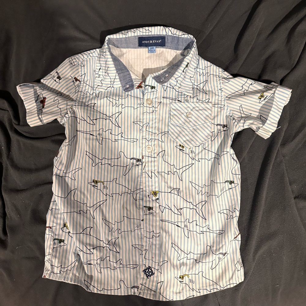 Andy & Evan Blue and White Casual Button Down Shirt